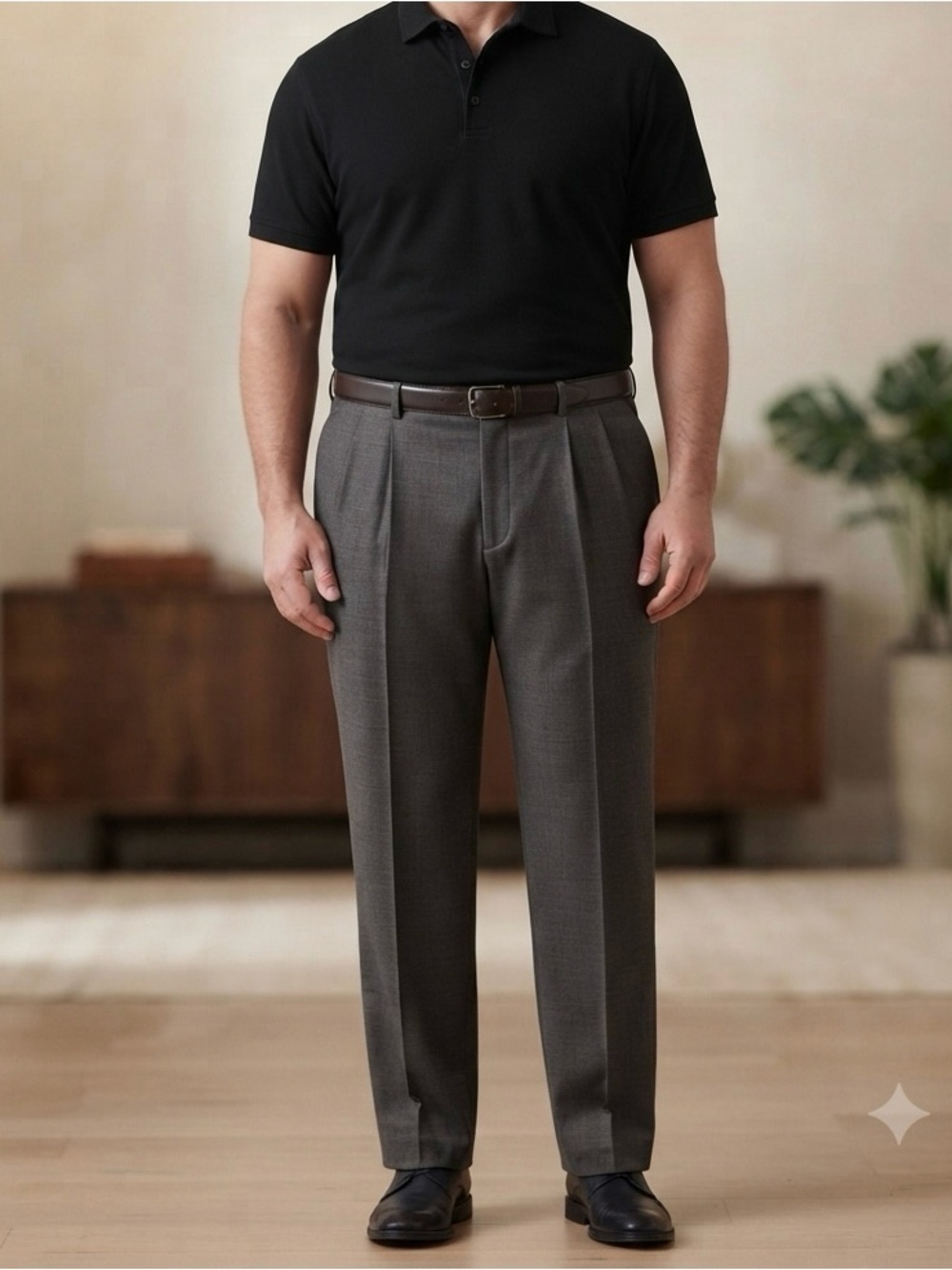 Classic Men's Black Dress Pants - Tailored Comfort